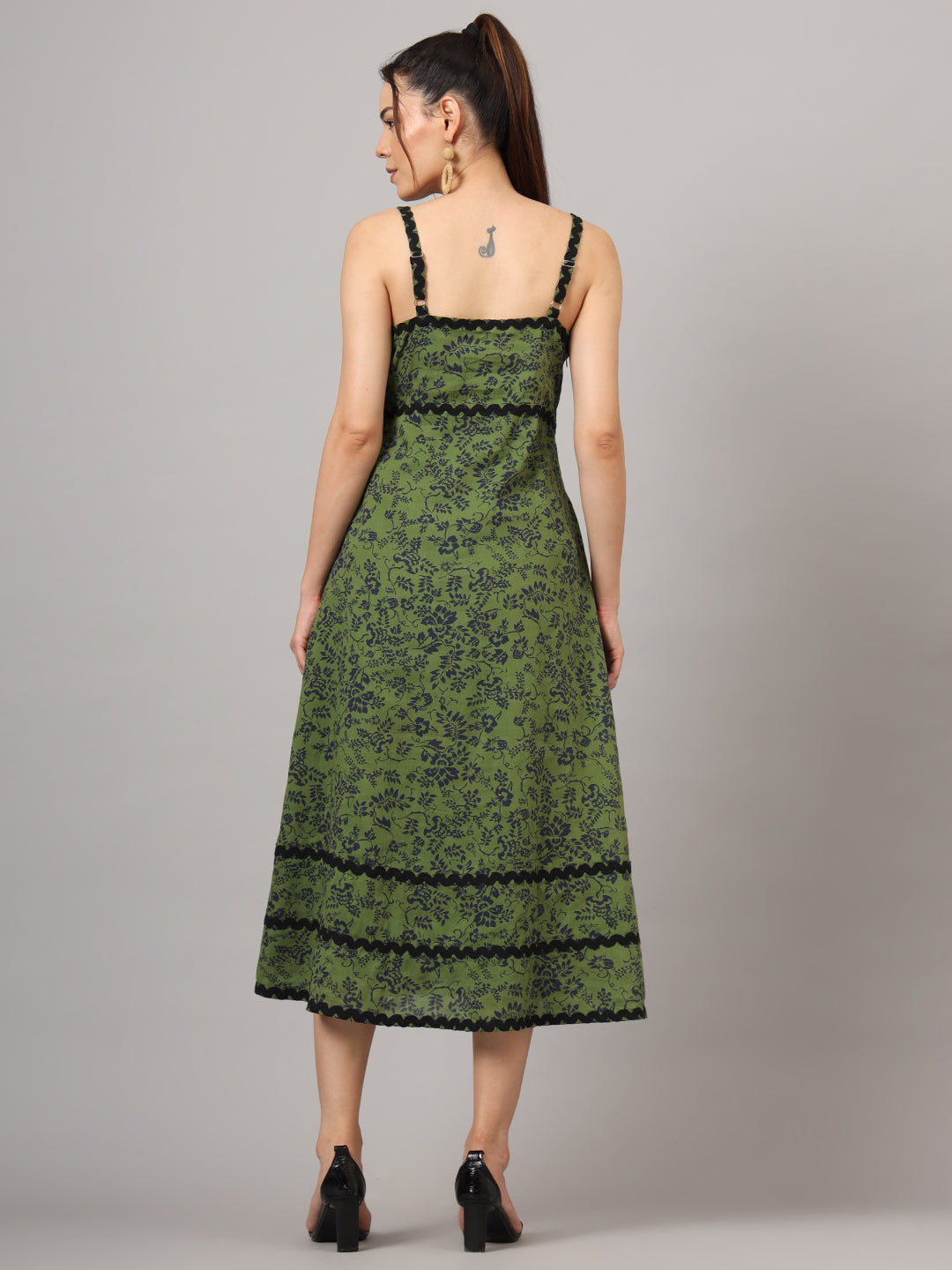 Floral Print Fit & Flare Midi Dress