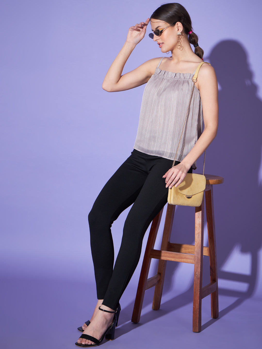 Shoulder Straps Striped Top