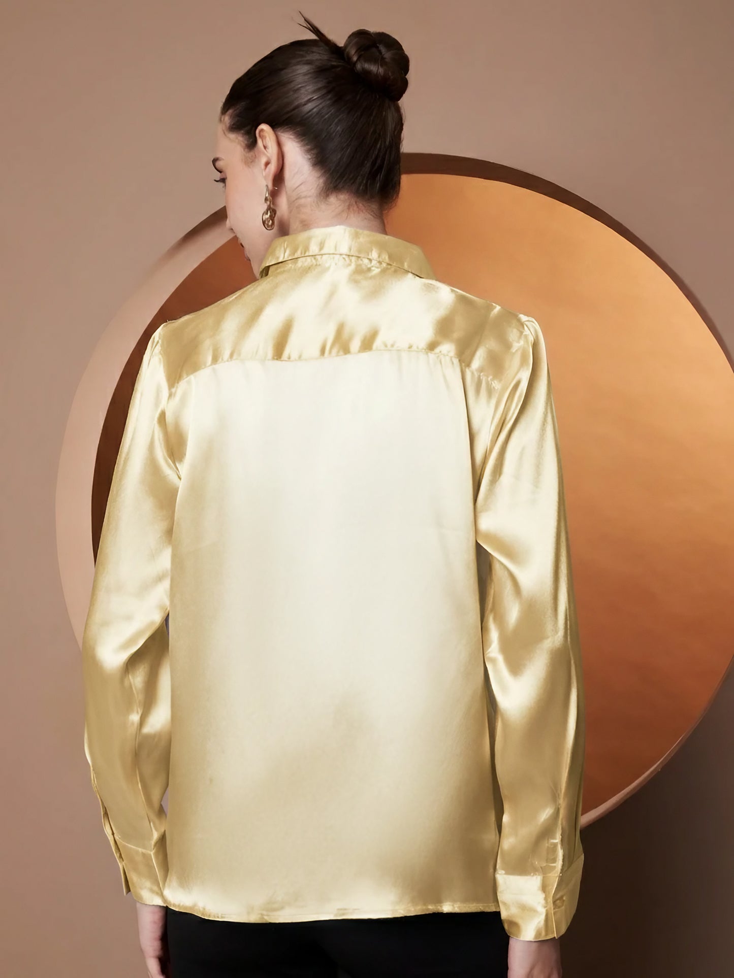 Women Gold-Toned Classic Slim Fit Casual Shirt