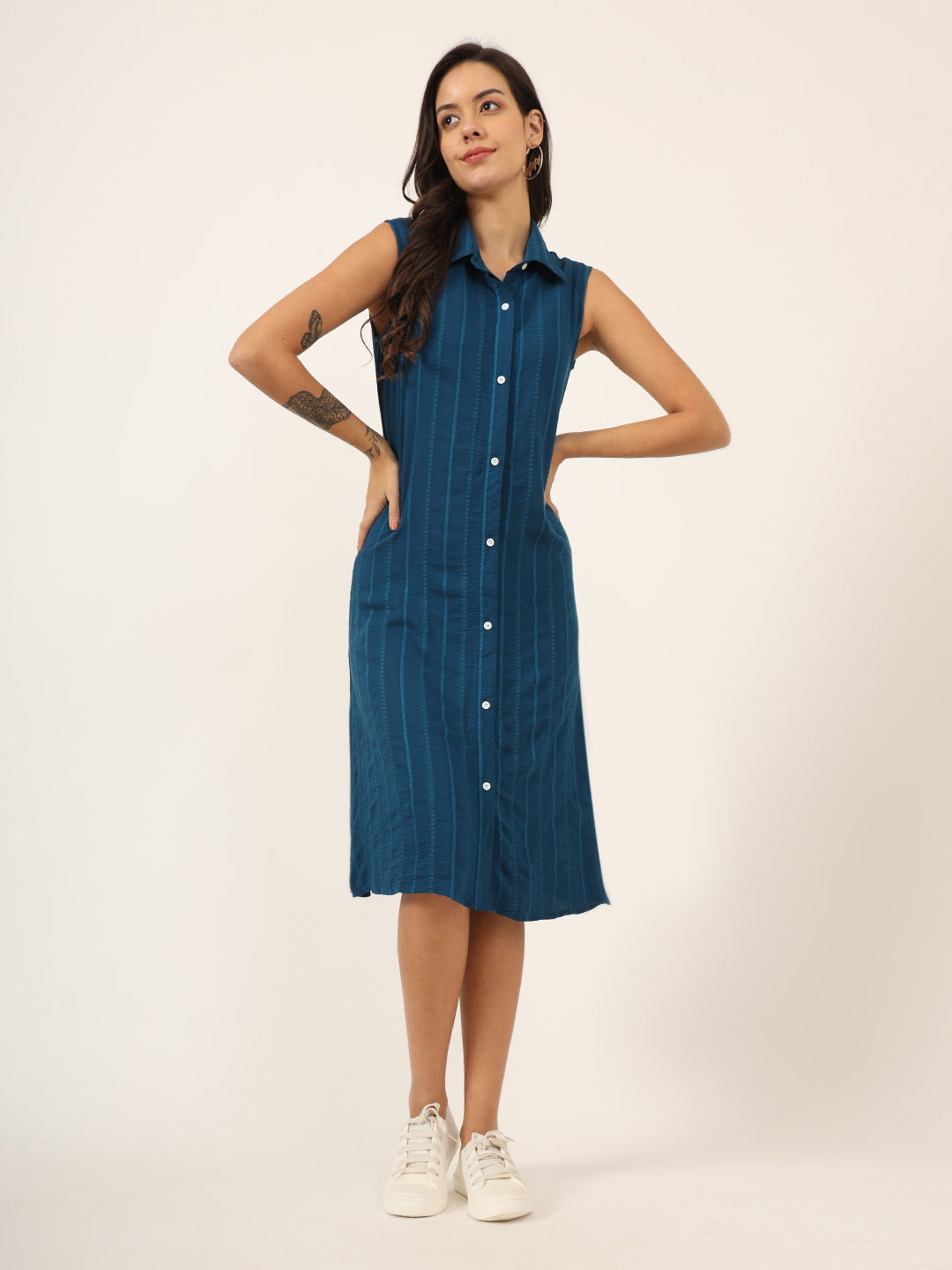 Trendy Striped Sleeveless Shirt Dress for Women | Charmgal CHARMGAL Trendy Striped Sleeveless Shirt Dress for Women | Charmgal CHARMGAL