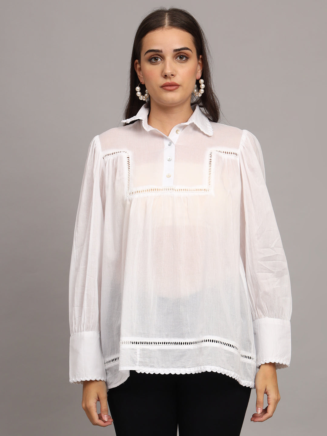 Shirt Collar Pure Cotton Kurti