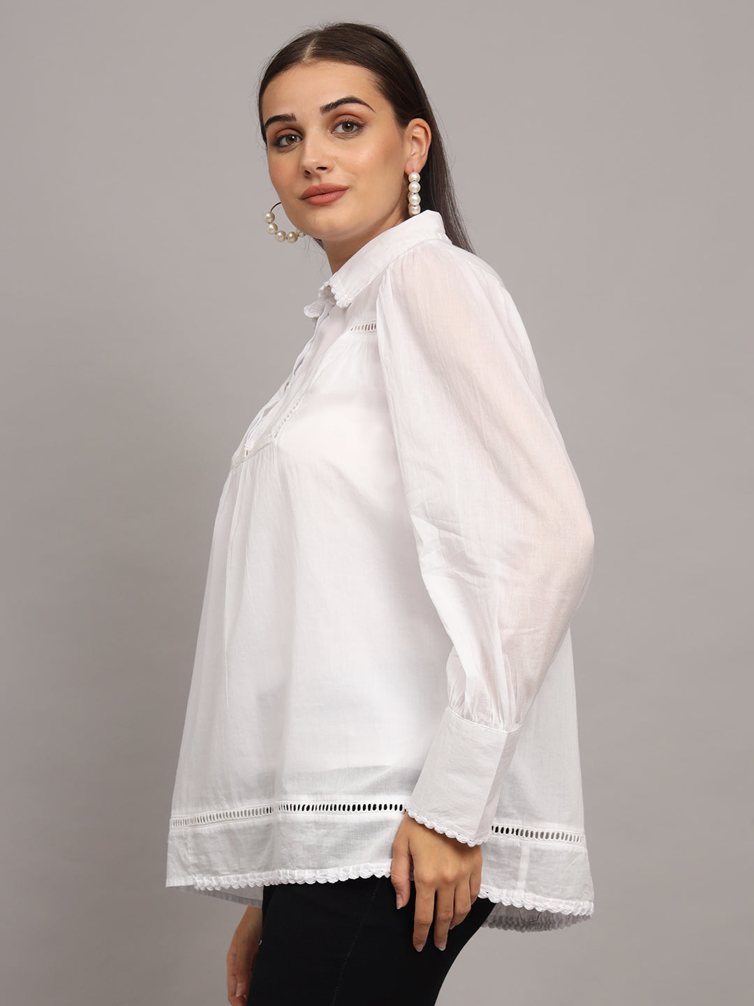 Shirt Collar Pure Cotton Kurti