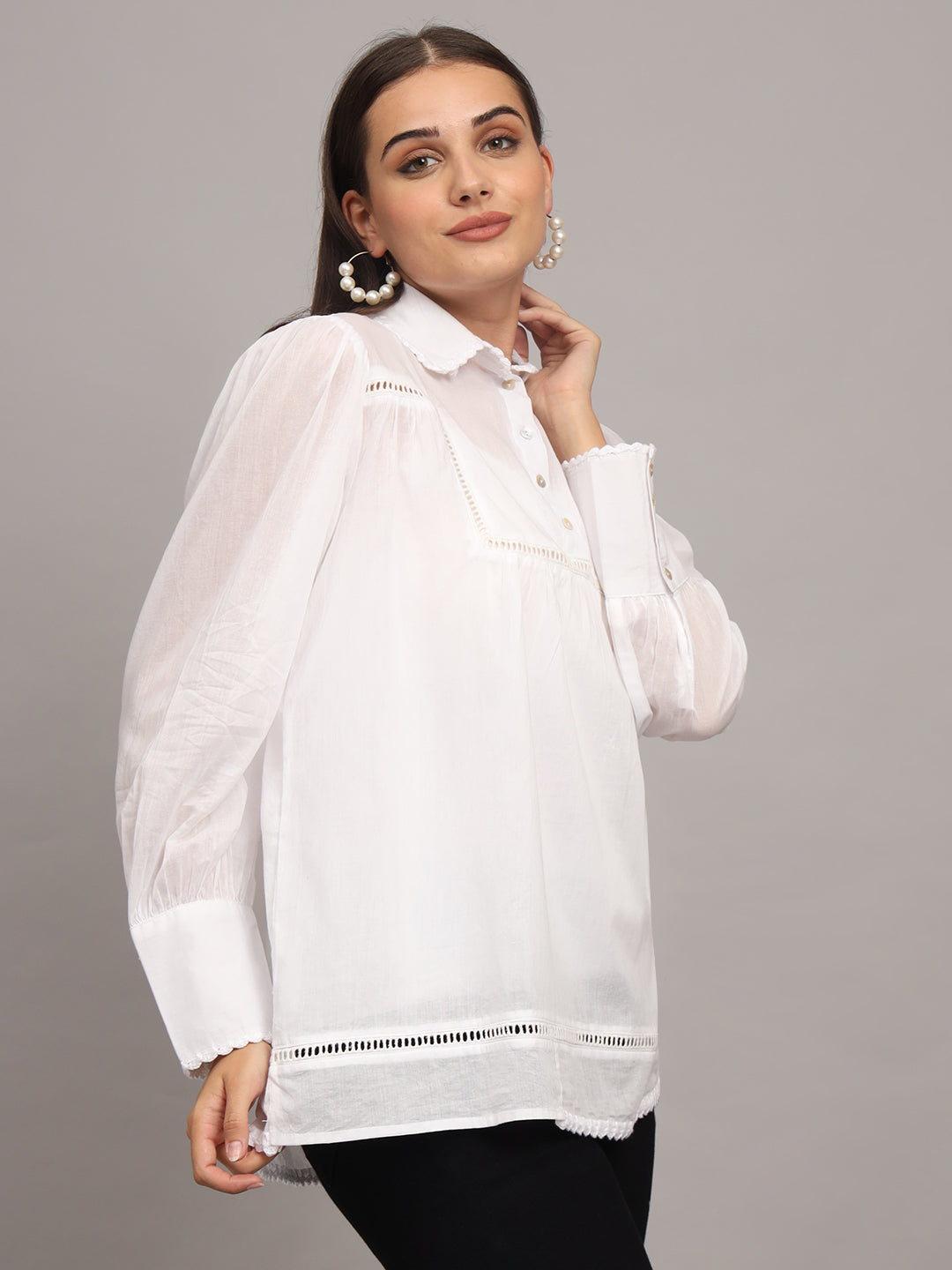 Shirt Collar Pure Cotton Kurti