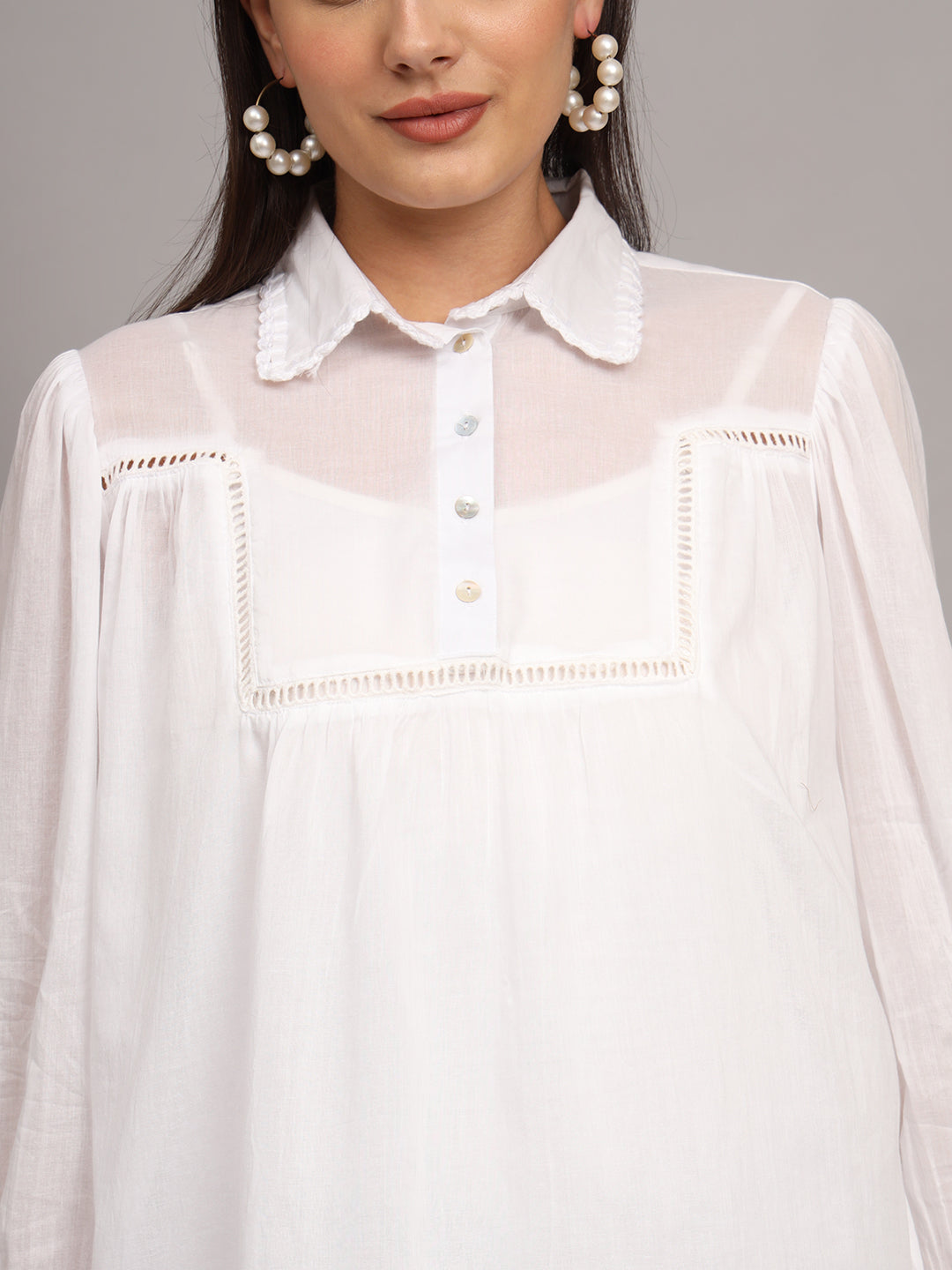 Shirt Collar Pure Cotton Kurti