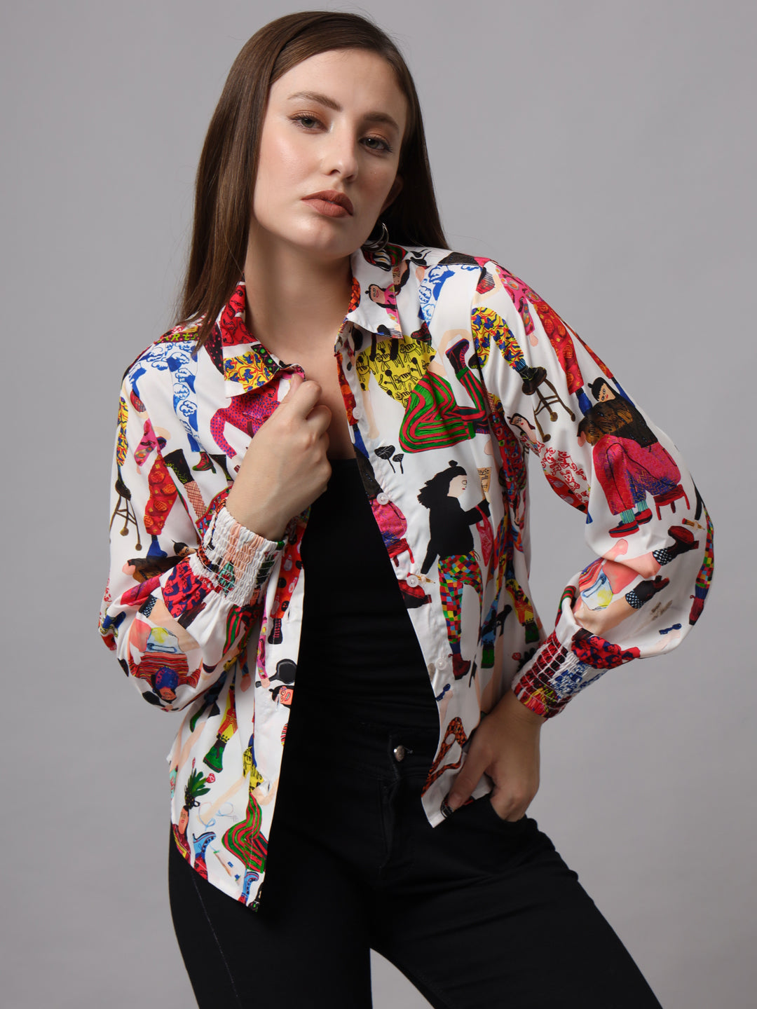 Women's Classic Slim Fit Floral Printed Casual Shirt Trendy