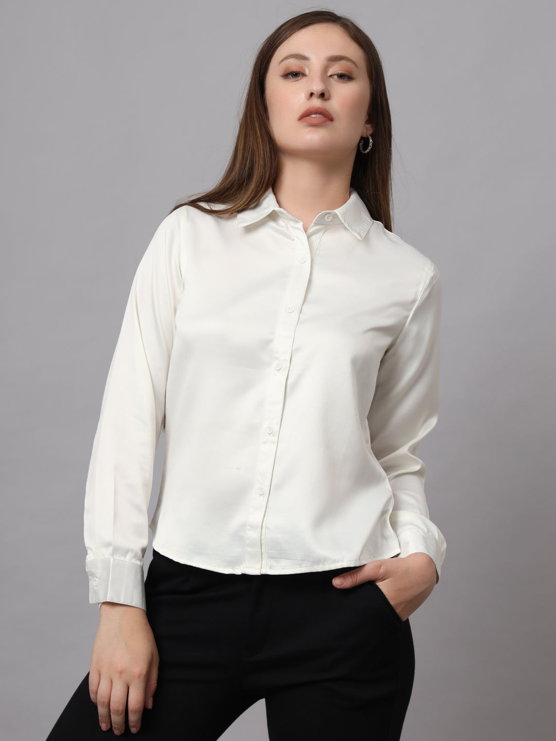 Classic Slim Fit Opaque Formal Shirt for Women Professional Stylish