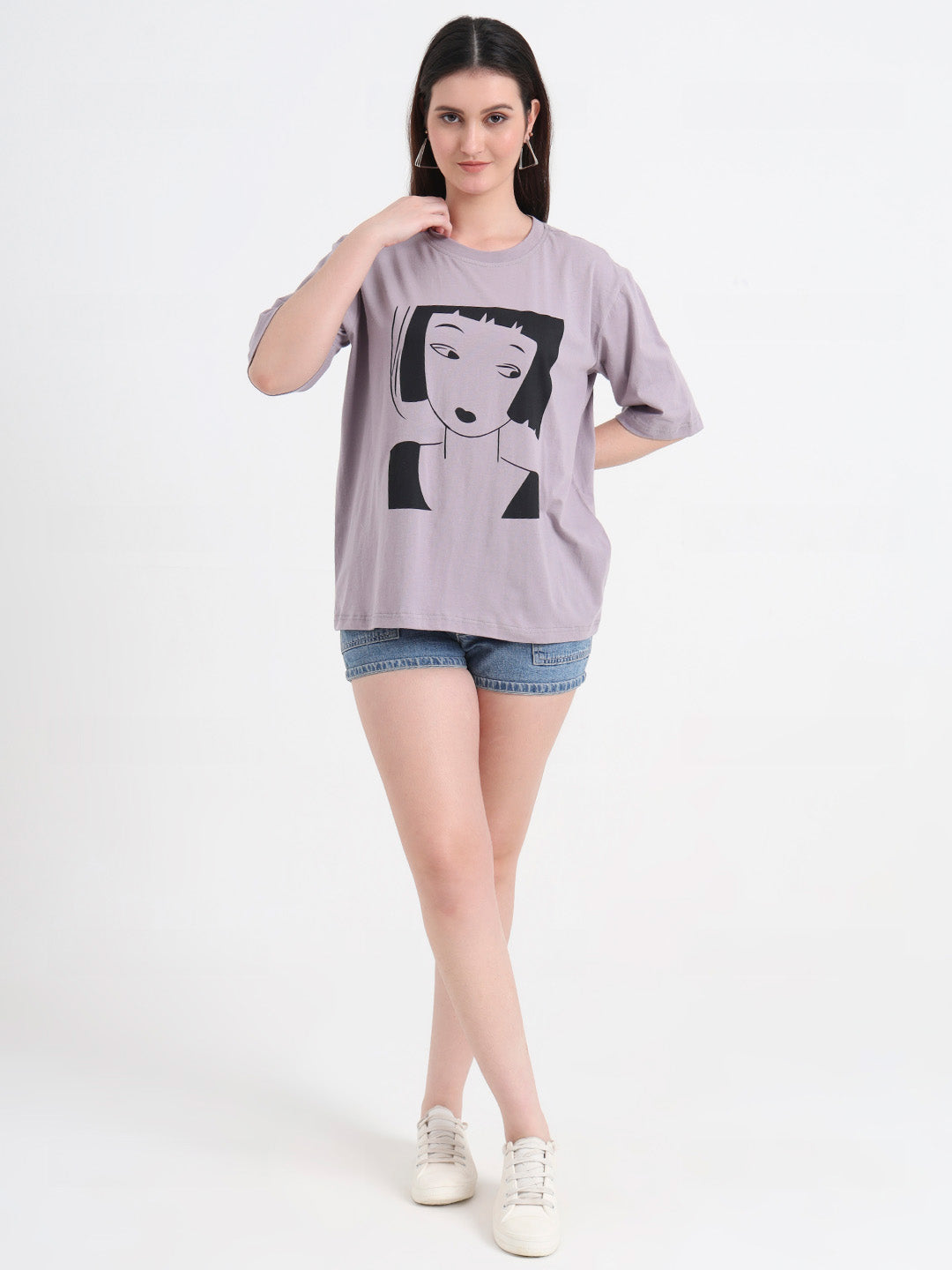 Women Graphic Printed Cotton Oversized T-shirt