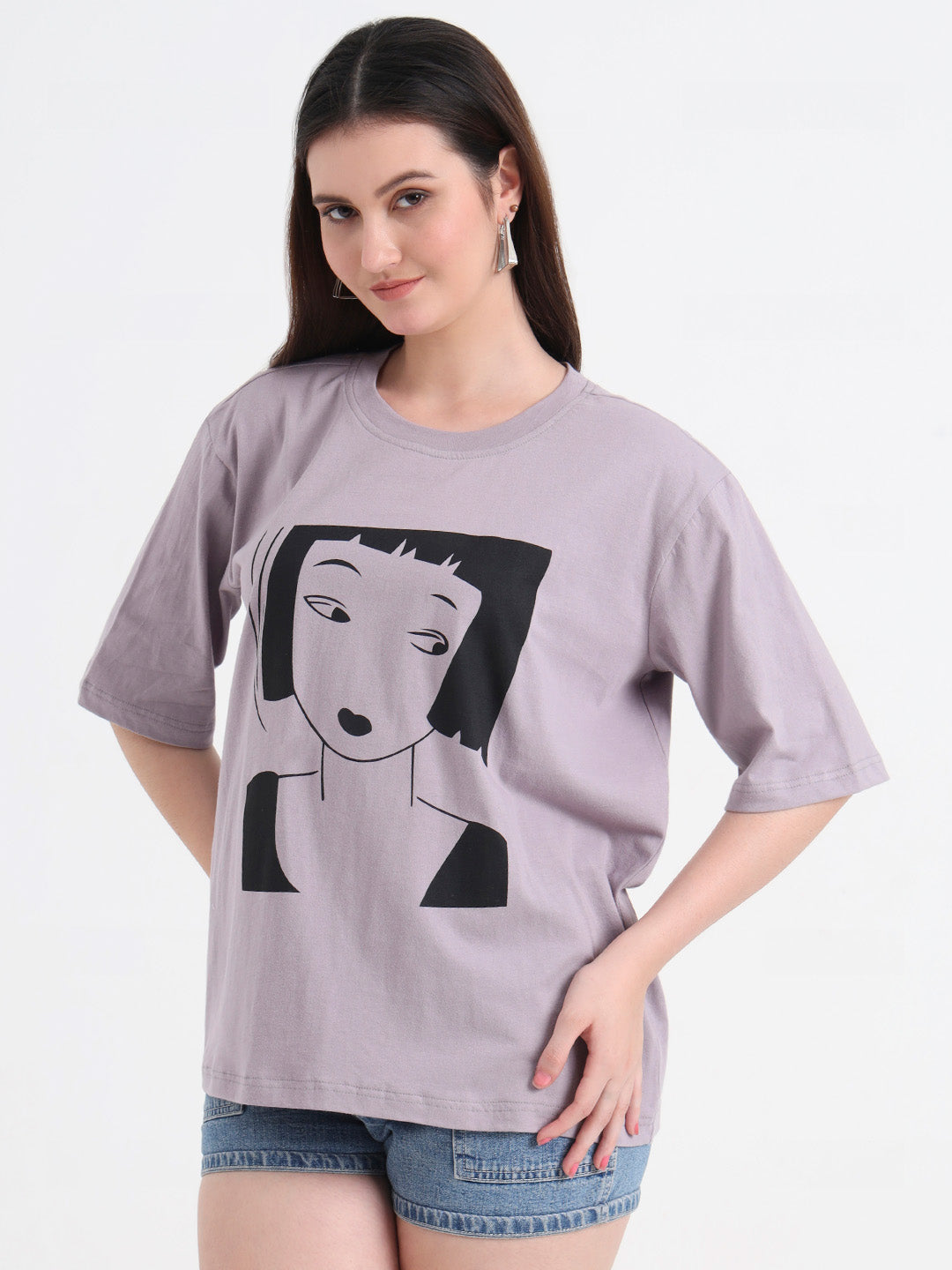 Women Graphic Printed Cotton Oversized T-shirt