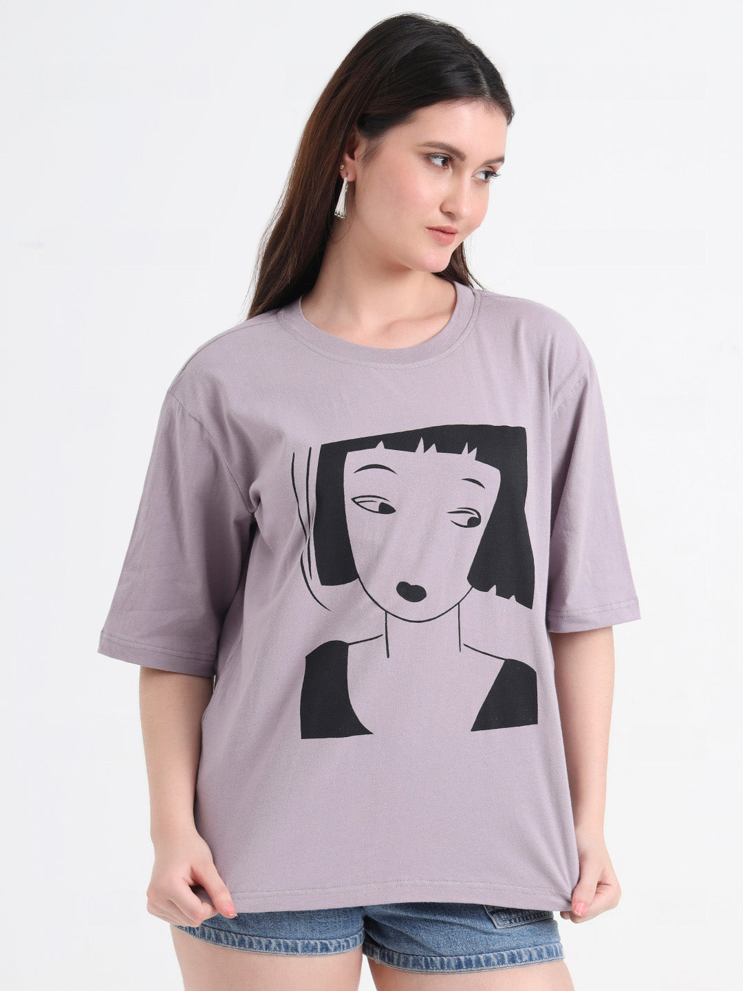 Women Graphic Printed Cotton Oversized T-shirt