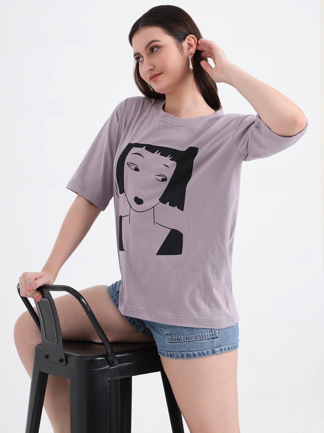 Women Graphic Printed Cotton Oversized T-shirt