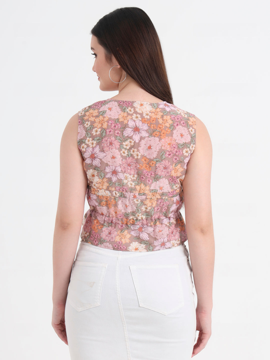 Floral Print Tie-up Crop Top