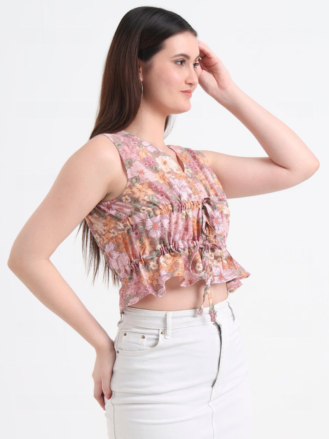 Floral Print Tie-up Crop Top