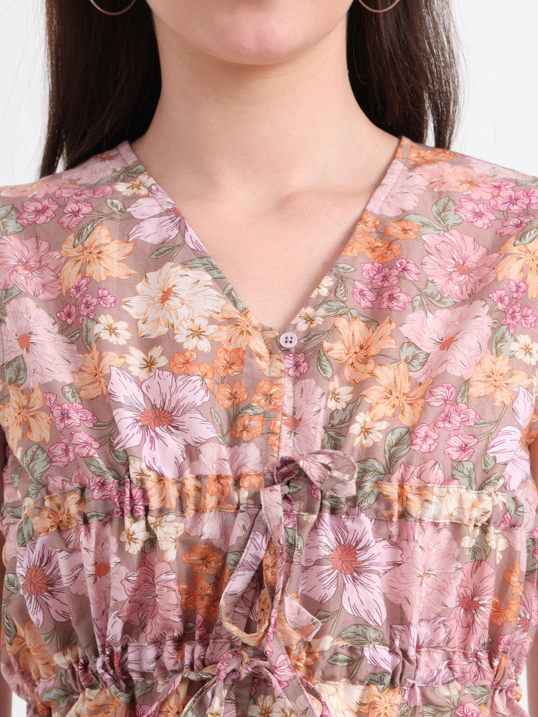 Floral Print Tie-up Crop Top