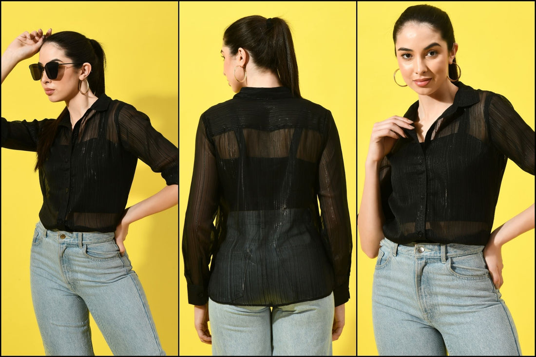 This lurex shirt is a best choice. You can pair it with Top, T-shirt, Crops. The best part of this shirt is it's sparkling which gets all the attraction of people in public. It's an attractive piece which we can wear in parties also. 