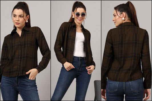 Discover Comfort and Style with Our Olive Check Rayon Shirt for Women