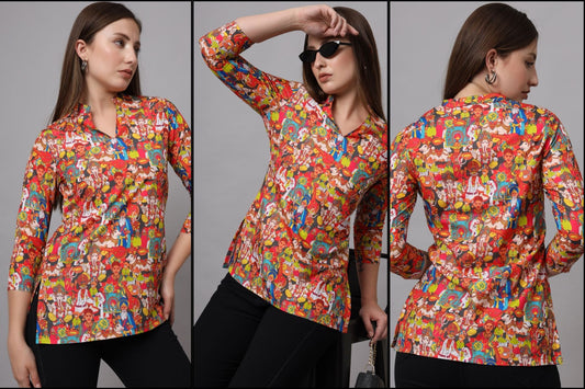 Women’s Graphic Printed Cotton Blend Kurti: A Bold Fashion Statement