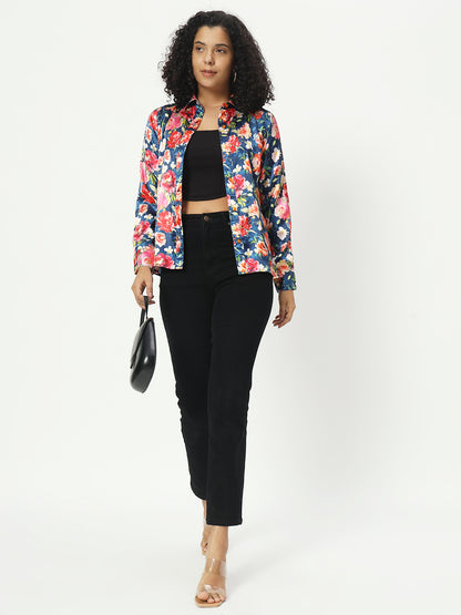 Classic Floral Printed Satin Casual Shirt