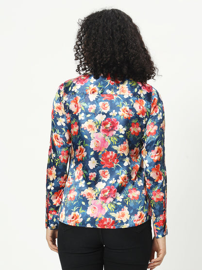 Classic Floral Printed Satin Casual Shirt