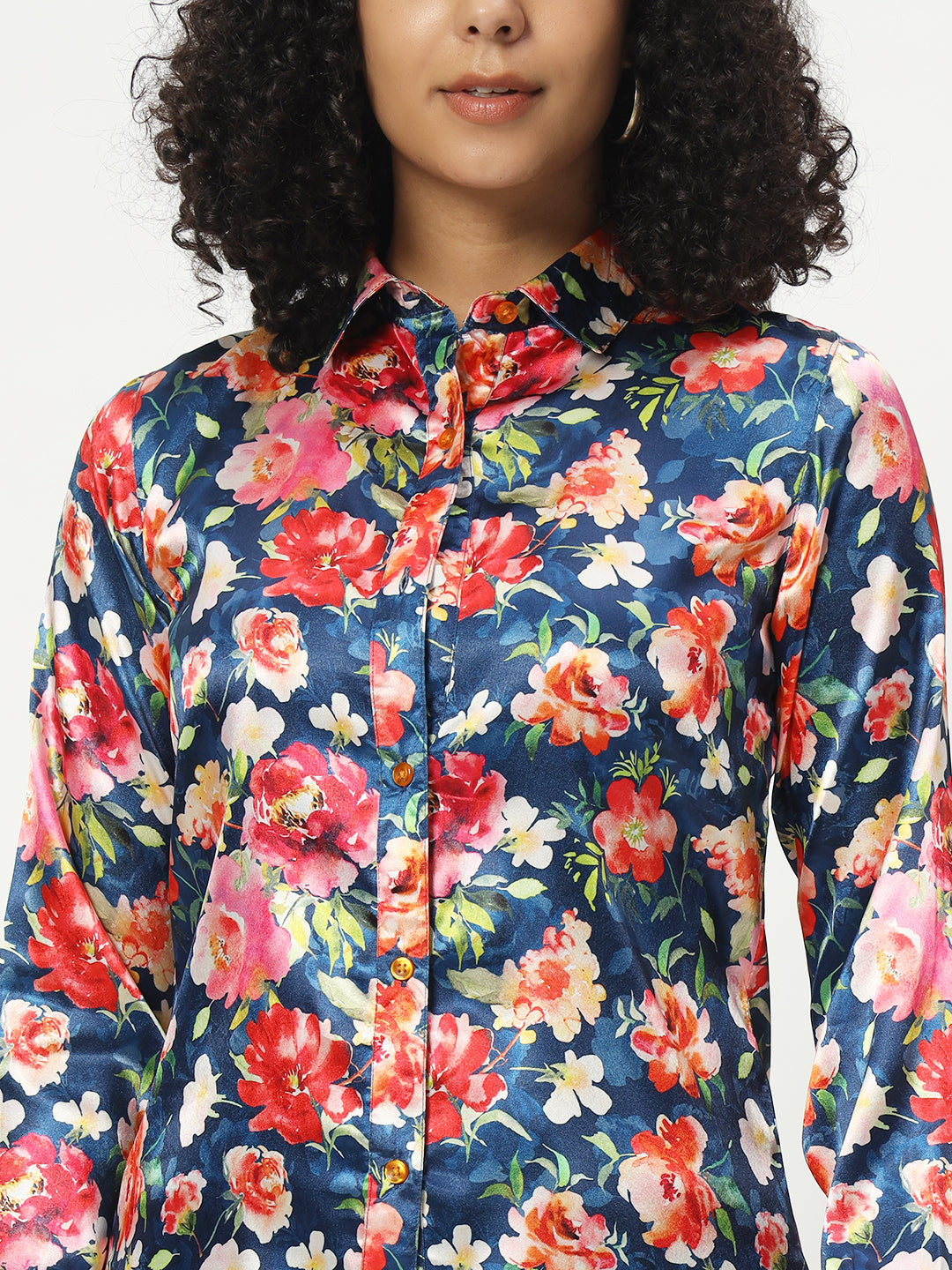 Classic Floral Printed Satin Casual Shirt