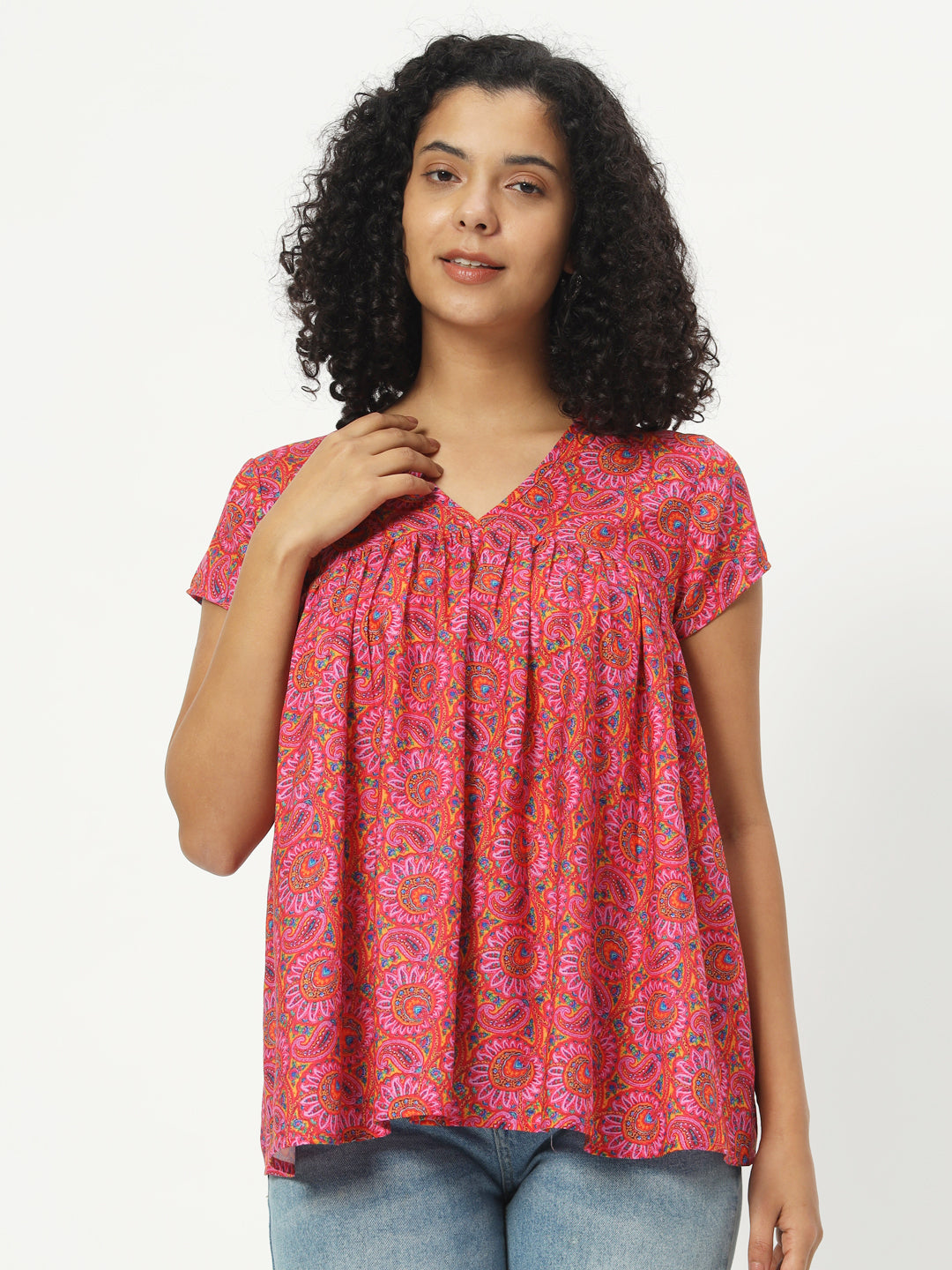 Women Printed Ethnic Cotton Top