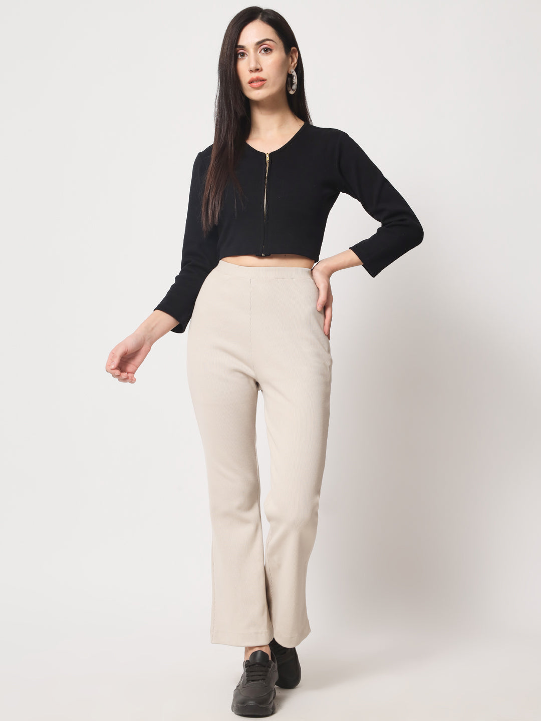 Straight Track Pants with Elasticated Waist