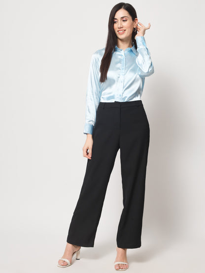 Women Blue Classic Slim Fit Casual Shirt