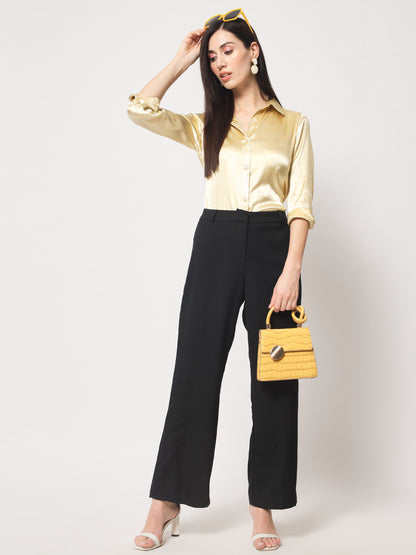 Women Gold-Toned Classic Slim Fit Casual Shirt