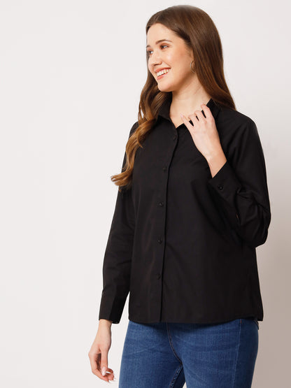 Solid Black Shirt For Women