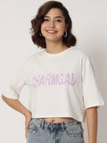 Typography Printed Boxy Fit Crop T-shirt