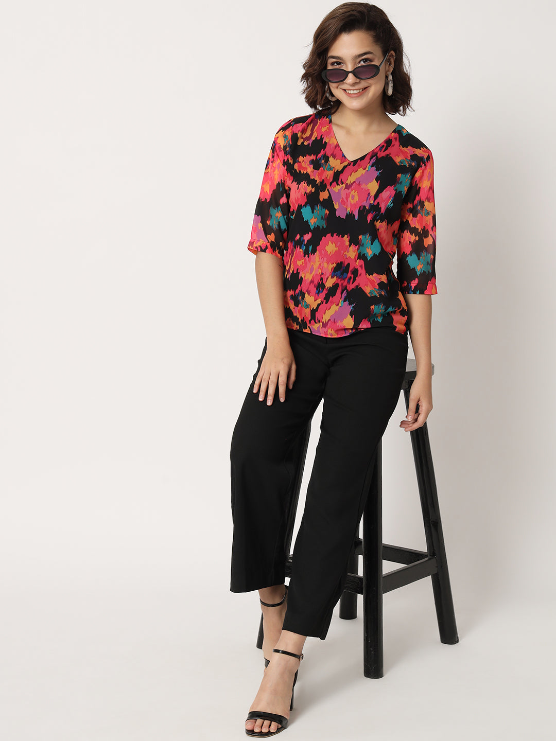 Women's abstract print top