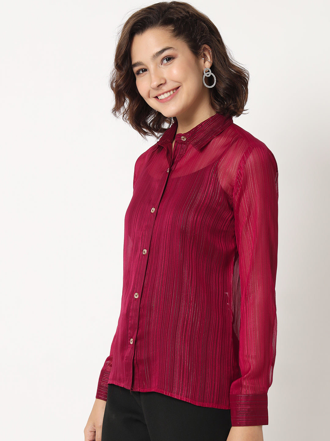 Self Design Semi Sheer Classic Shirt