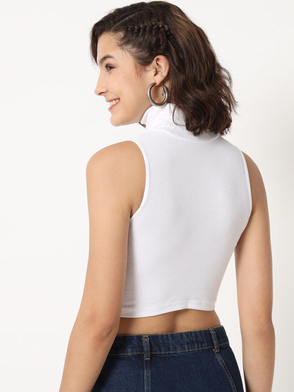 Turtle Neck Fitted Crop Top