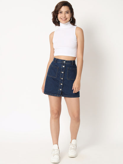 Turtle Neck Fitted Crop Top