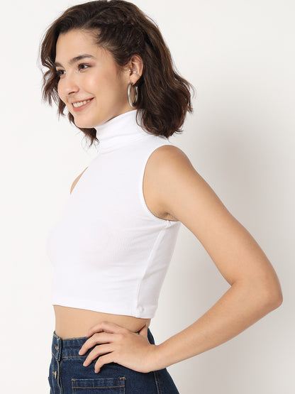 Turtle Neck Fitted Crop Top