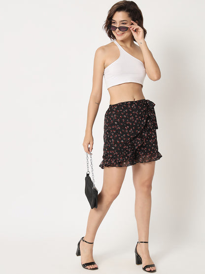 Floral Printed Wrap Shorts