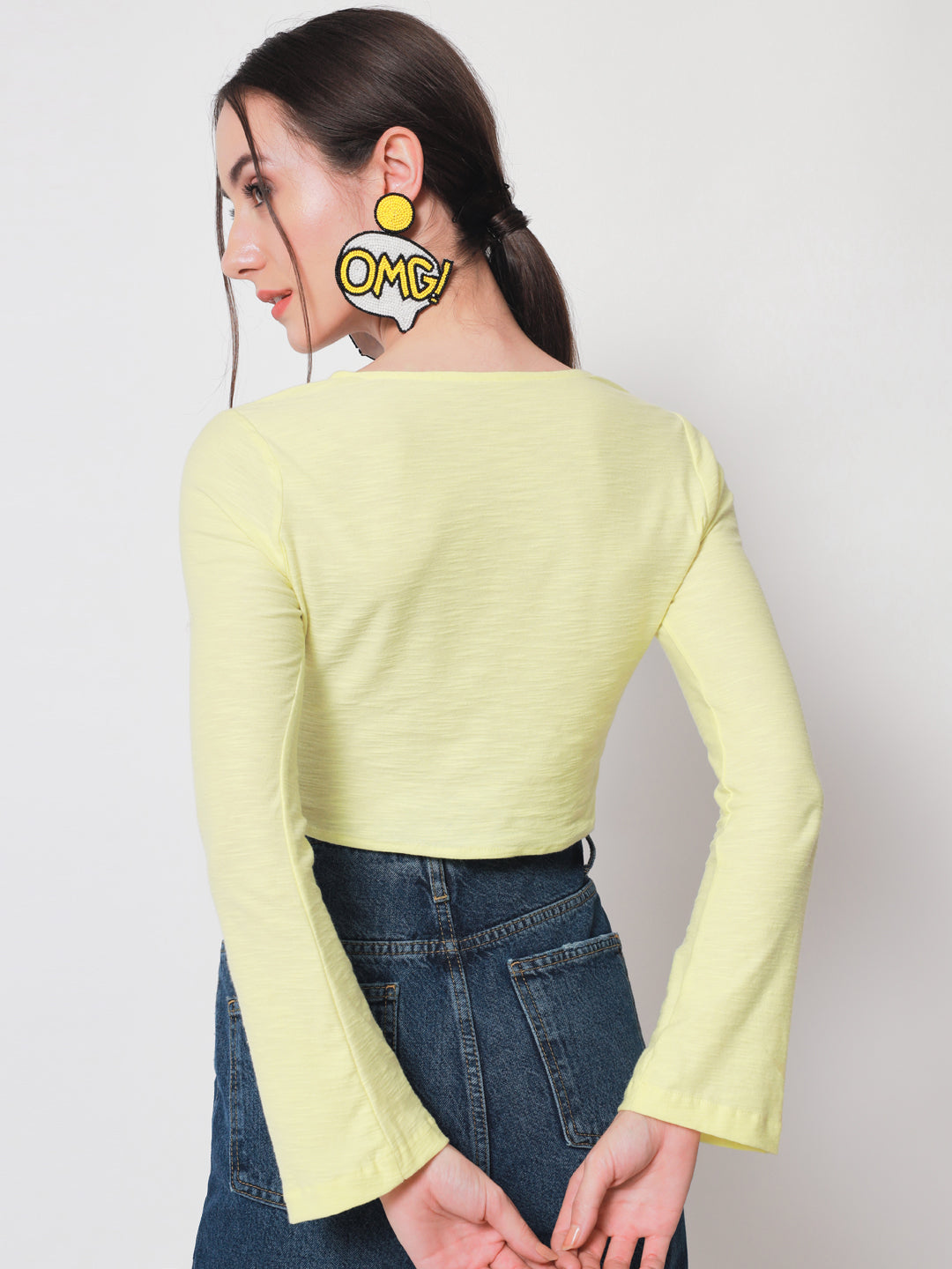 Yellow Solid Crop Top