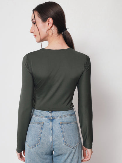 Olive Solid Crop Top