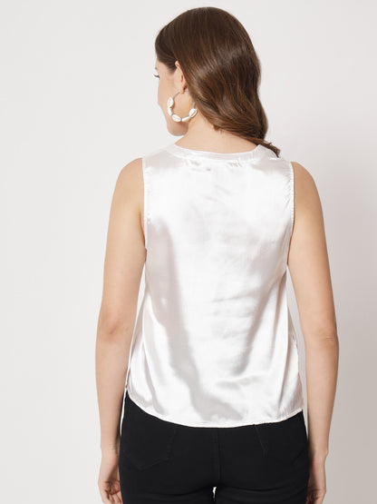 White Satin Solid Top