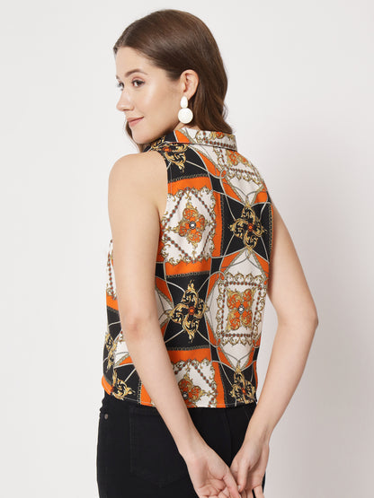 Paris Printed Crepe Top