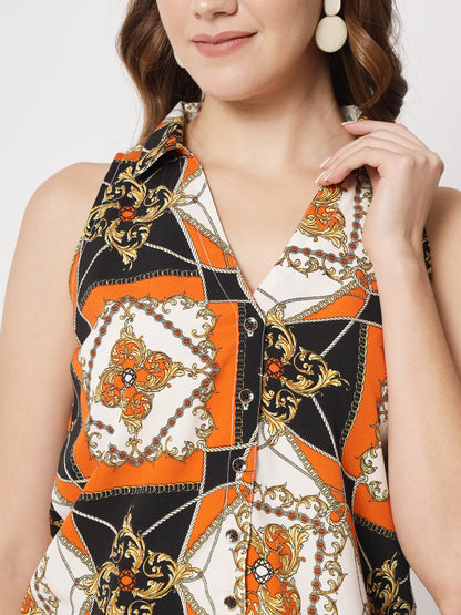 Paris Printed Crepe Top