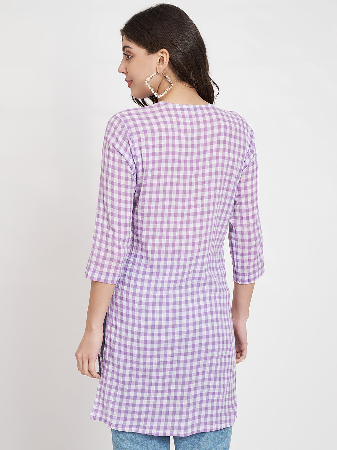 Checked Cotton Longline Kurti