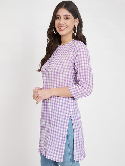 Checked Cotton Longline Kurti