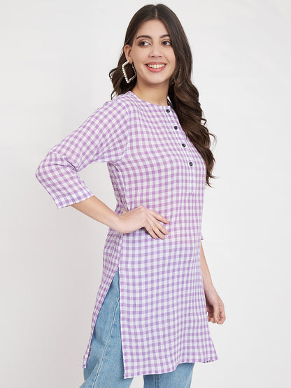 Checked Cotton Longline Kurti