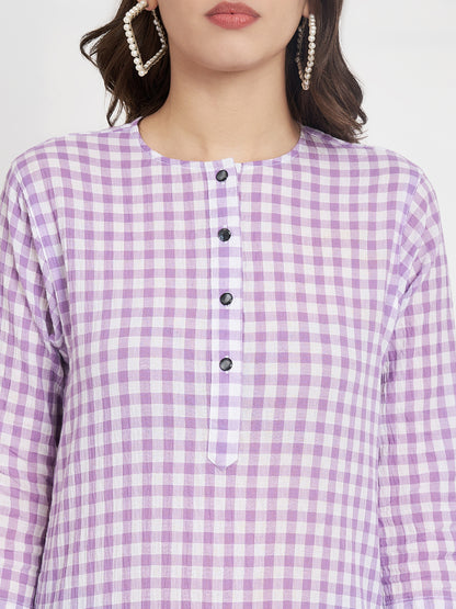 Checked Cotton Longline Kurti