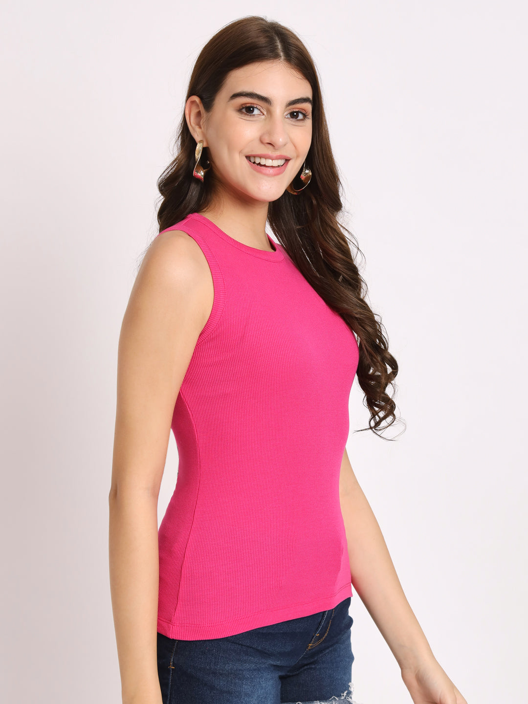 Round Neck Fitted Top