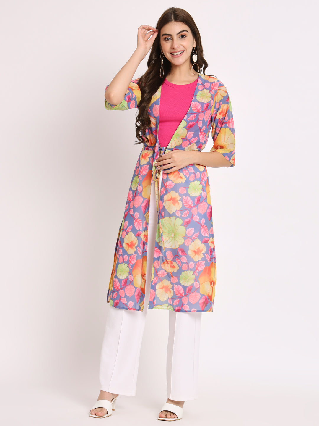 Printed Longline Georgette Shrug