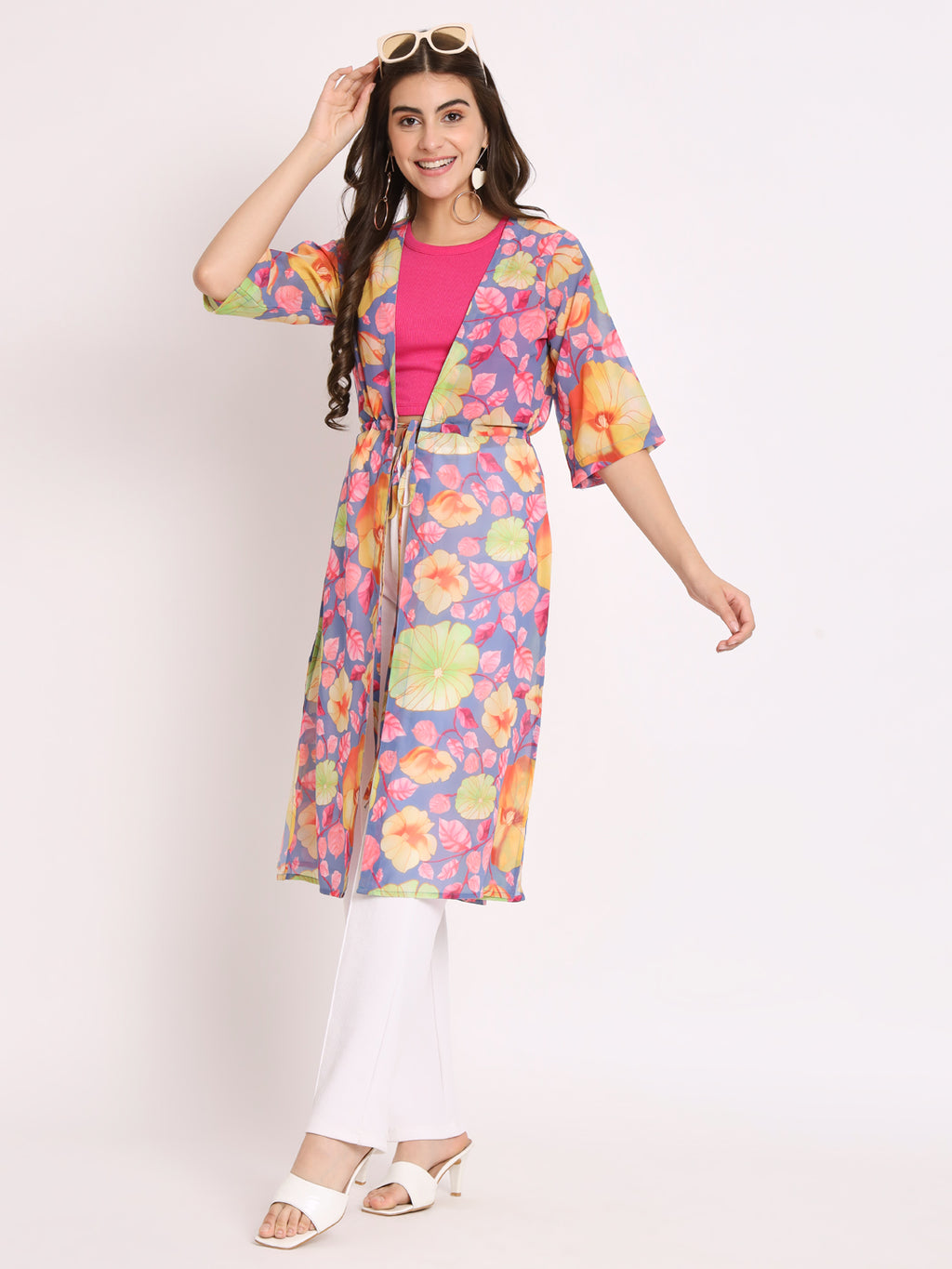 Printed Longline Georgette Shrug