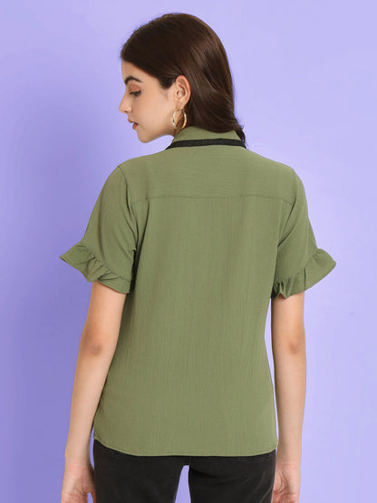 Women's Olive Shirt Style Top