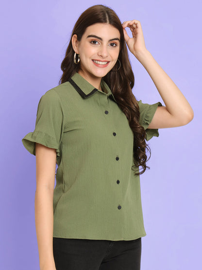 Women's Olive Shirt Style Top