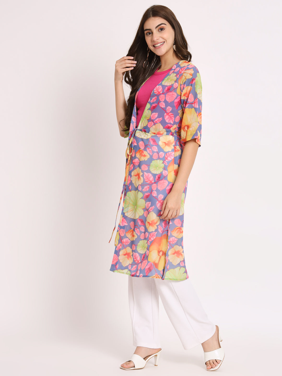 Floral Printed Longline Shrug